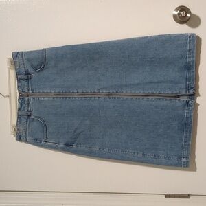 Madewell zip front denim midi skirt